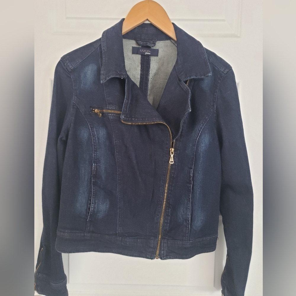 Moto style jean jacket